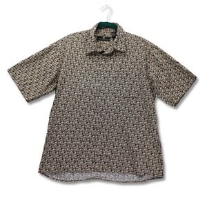 Vintage Consensus Sportswear Short Sleeve Button Up Mens Large Black Tan